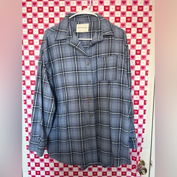 Universal Thread Navy Plaid Shirt - Picture 1 of 2